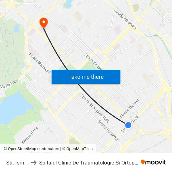 Str. Ismail to Spitalul Clinic De Traumatologie Și Ortopedie map