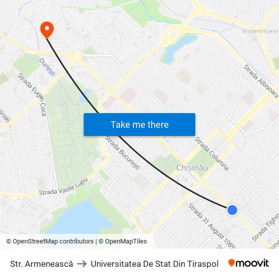 Str. Armenească to Universitatea De Stat Din Tiraspol map