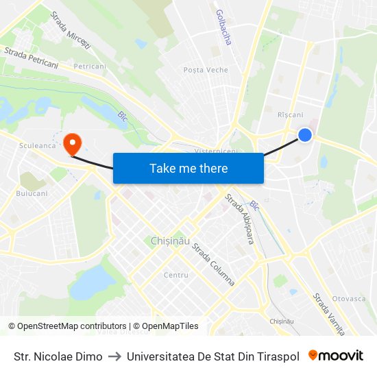 Str. Nicolae Dimo to Universitatea De Stat Din Tiraspol map