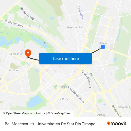 Bd. Moscova to Universitatea De Stat Din Tiraspol map