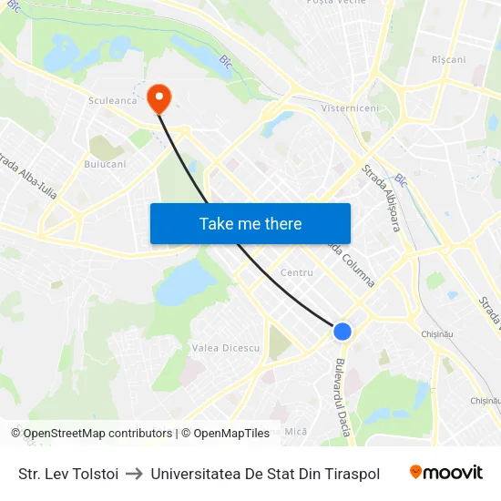 Str. Lev Tolstoi to Universitatea De Stat Din Tiraspol map