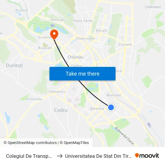 Colegiul De Transporturi to Universitatea De Stat Din Tiraspol map