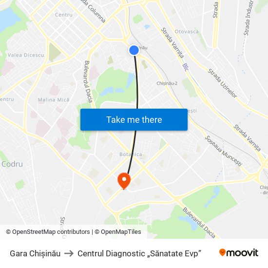 Gara Chișinău to Centrul Diagnostic „Sănatate Evp” map
