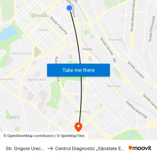 Str. Grigore Ureche to Centrul Diagnostic „Sănatate Evp” map