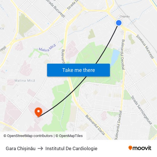 Gara Chișinău to Institutul De Cardiologie map