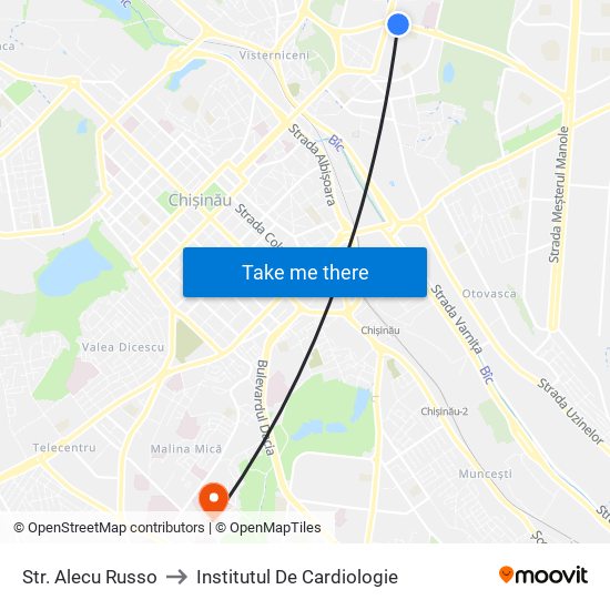 Str. Alecu Russo to Institutul De Cardiologie map