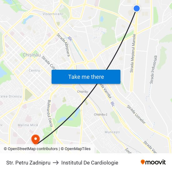 Str. Petru Zadnipru to Institutul De Cardiologie map