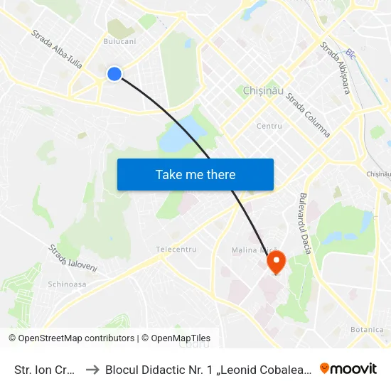 Str. Ion Creangă to Blocul Didactic Nr. 1 „Leonid Cobaleanschi” - Usmf map