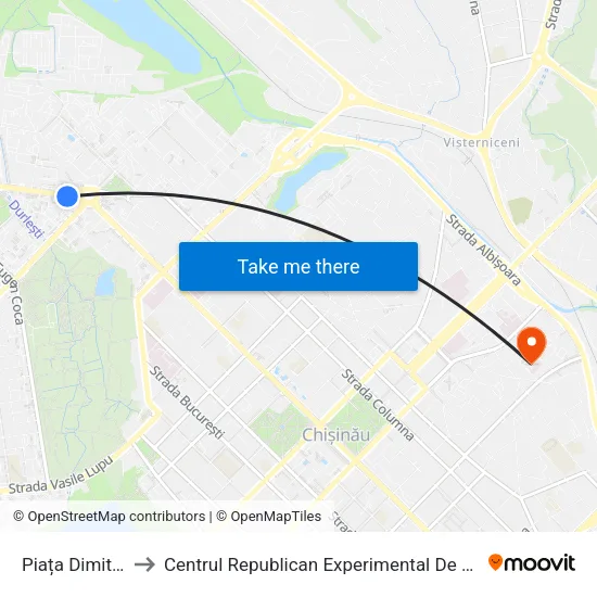 Piața Dimitrie Cantemir to Centrul Republican Experimental De Protezare, Ortopedie Și Reabilitare map