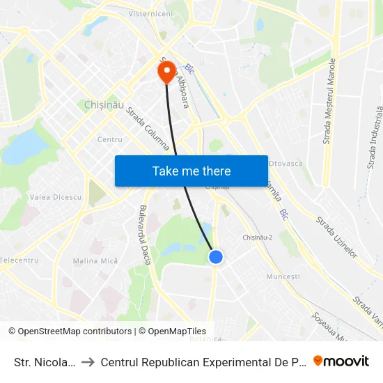 Str. Nicolae Titulescu to Centrul Republican Experimental De Protezare, Ortopedie Și Reabilitare map