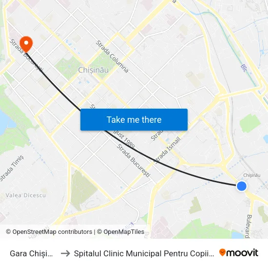 Gara Chișinău to Spitalul Clinic Municipal Pentru Copii Nr. 1 map
