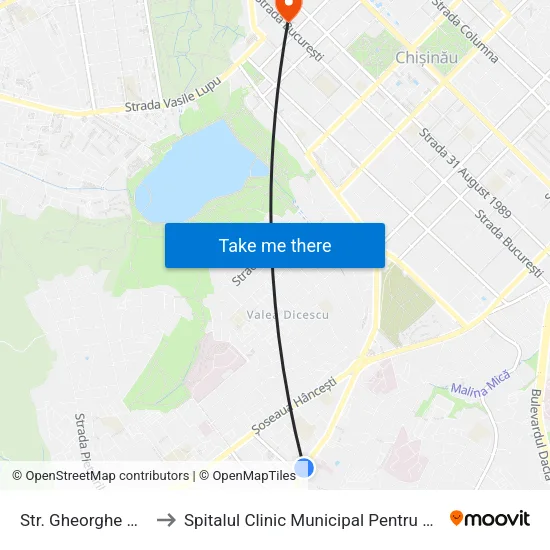 Str. Gheorghe Asachi to Spitalul Clinic Municipal Pentru Copii Nr. 1 map