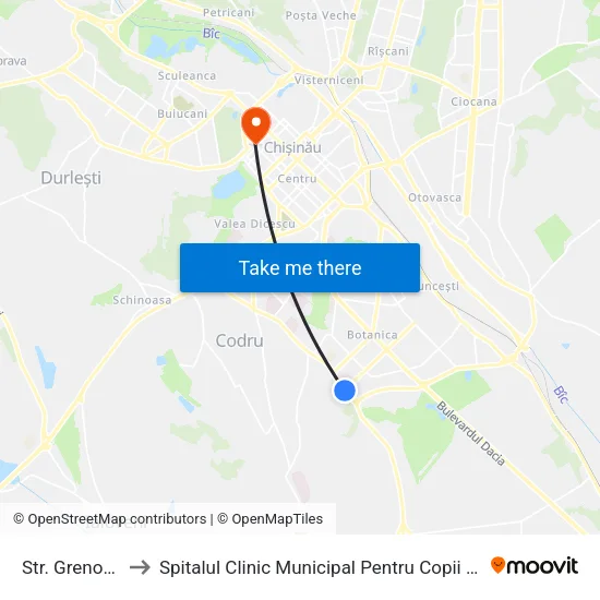 Str. Grenoble to Spitalul Clinic Municipal Pentru Copii Nr. 1 map