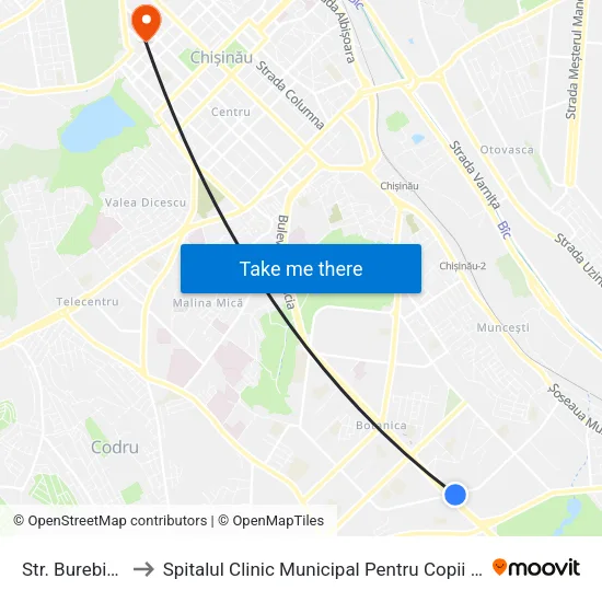 Str. Burebista to Spitalul Clinic Municipal Pentru Copii Nr. 1 map