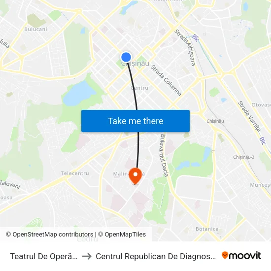 Teatrul De Operă Și Balet to Centrul Republican De Diagnostică Medicală map