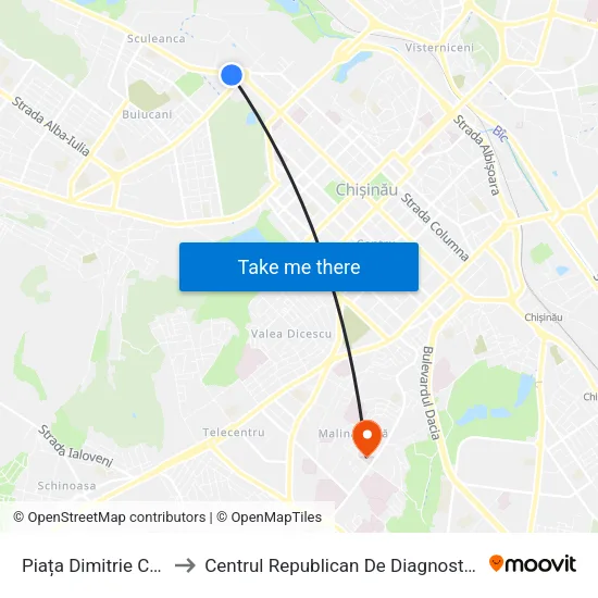 Piața Dimitrie Cantemir to Centrul Republican De Diagnostică Medicală map