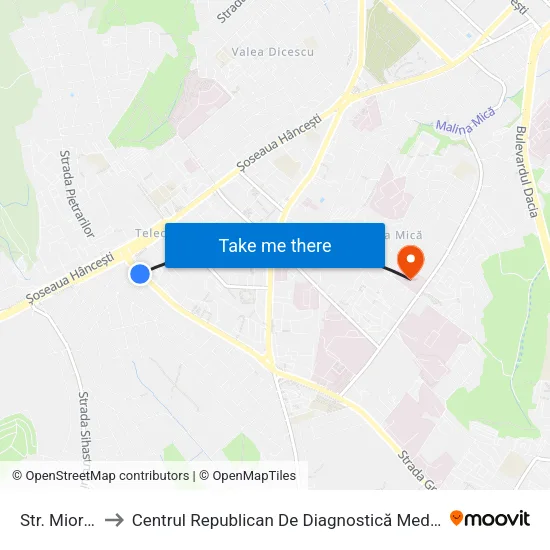 Str. Miorița to Centrul Republican De Diagnostică Medicală map