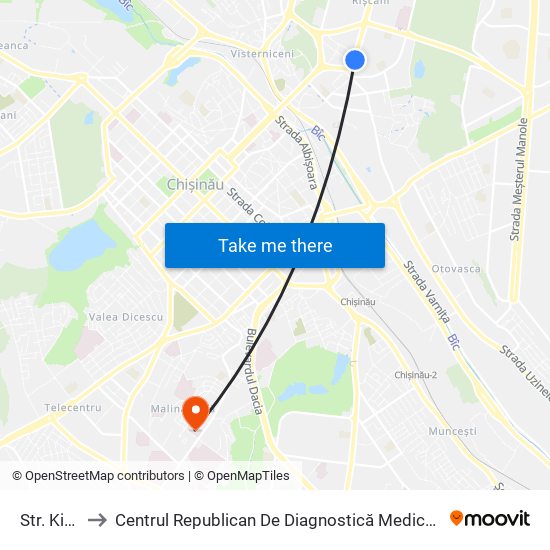 Str. Kiev to Centrul Republican De Diagnostică Medicală map