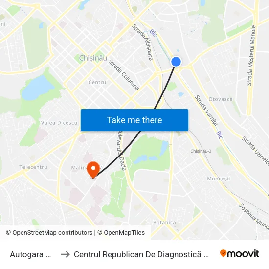 Autogara Nord to Centrul Republican De Diagnostică Medicală map