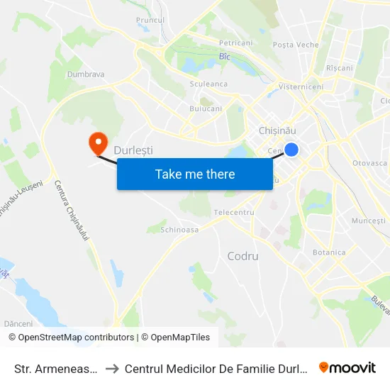 Str. Armenească to Centrul Medicilor De Familie Durlești map