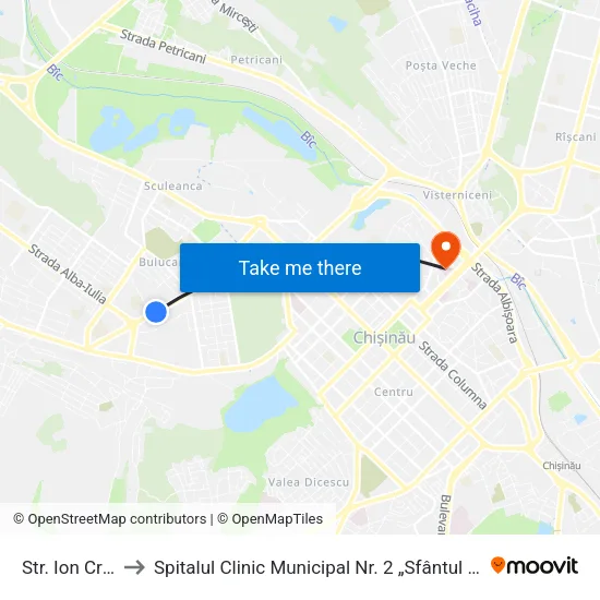Str. Ion Creangă to Spitalul Clinic Municipal Nr. 2 „Sfântul Arhanghel Mihail” map