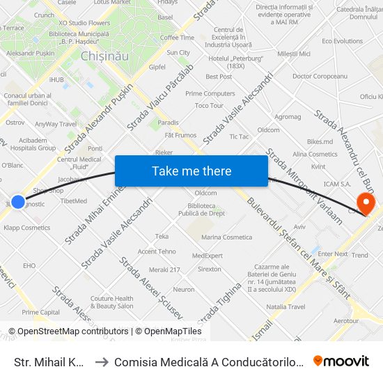 Str. Mihail Kogălniceanu to Comisia Medicală A Conducătorilor Mijloacelor De Transport map