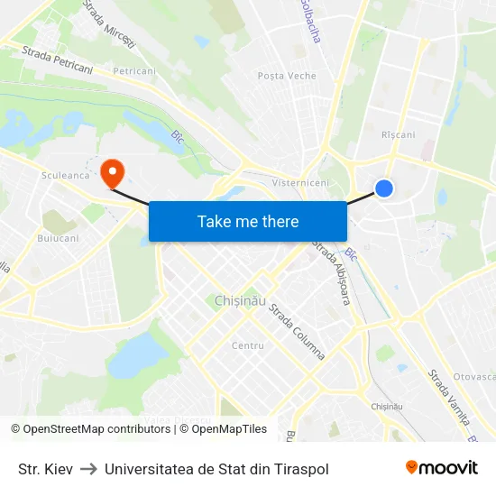 Str. Kiev to Universitatea de Stat din Tiraspol map