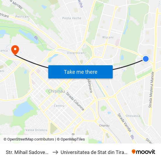 Str. Mihail Sadoveanu to Universitatea de Stat din Tiraspol map