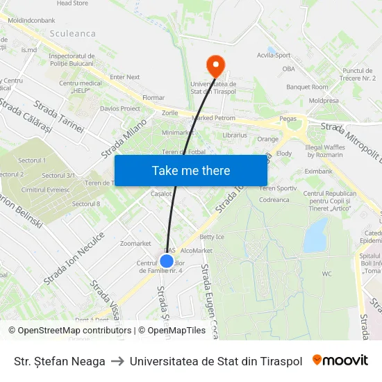 Str. Ștefan Neaga to Universitatea de Stat din Tiraspol map