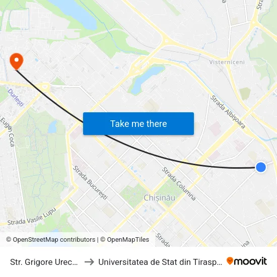 Str. Grigore Ureche to Universitatea de Stat din Tiraspol map