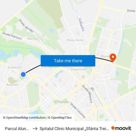 Parcul Alunelul to Spitalul Clinic Municipal „Sfânta Treime” map