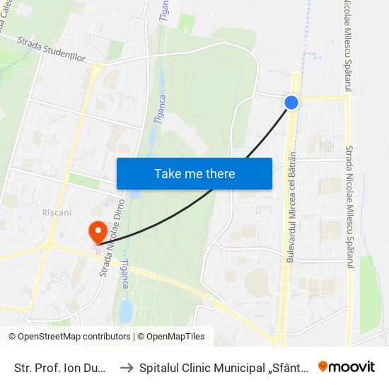 Str. Prof. Ion Dumeniuc to Spitalul Clinic Municipal „Sfânta Treime” map