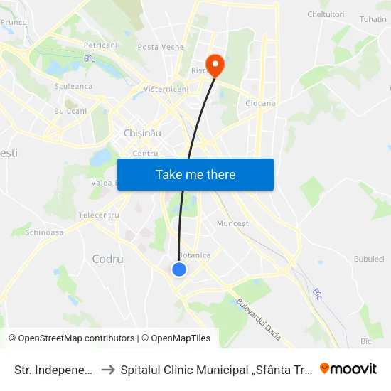 Str. Indepenenței to Spitalul Clinic Municipal „Sfânta Treime” map