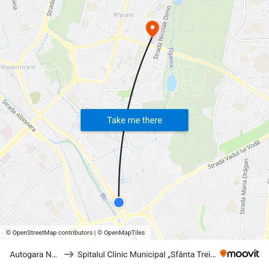 Autogara Nord to Spitalul Clinic Municipal „Sfânta Treime” map