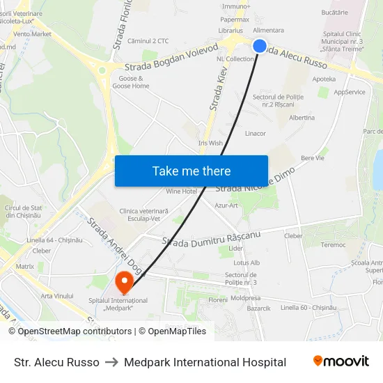 Str. Alecu Russo to Medpark International Hospital map