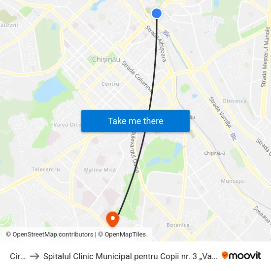Circul to Spitalul Clinic Municipal pentru Copii nr. 3 „Valentin Ignatenco” map
