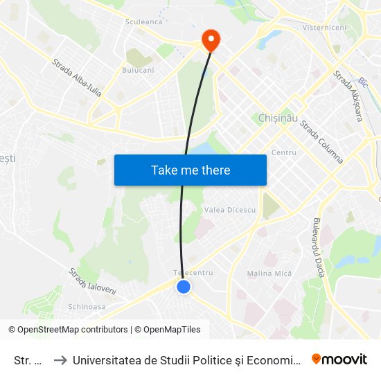 Str. Miorița to Universitatea de Studii Politice şi Economice Europene „Constantin Stere” map