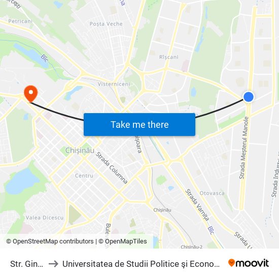 Str. Ginta Latină to Universitatea de Studii Politice şi Economice Europene „Constantin Stere” map