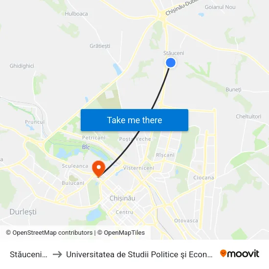Stăuceni | Str. Păcii to Universitatea de Studii Politice şi Economice Europene „Constantin Stere” map