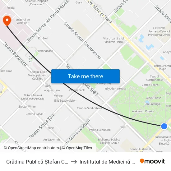Grădina Publică Ștefan Cel Mare to Institutul de Medicină Urgentă map