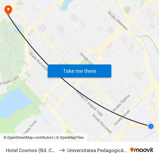 Hotel Cosmos (Bd. Constantin Negruzzi) to Universitatea Pedagogică de Stat „Ion Creangă” map