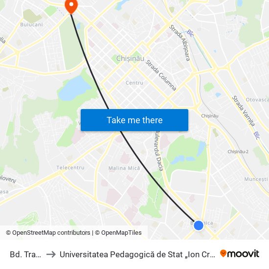 Bd. Traian to Universitatea Pedagogică de Stat „Ion Creangă” map
