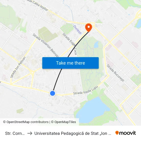 Str. Cornului to Universitatea Pedagogică de Stat „Ion Creangă” map