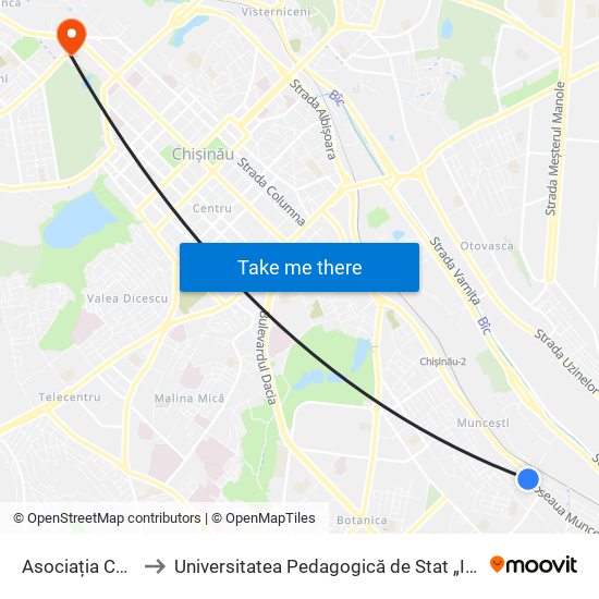 Asociația Carmez to Universitatea Pedagogică de Stat „Ion Creangă” map