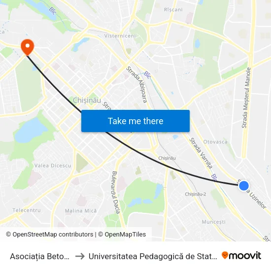 Asociația Beton Armat to Universitatea Pedagogică de Stat „Ion Creangă” map