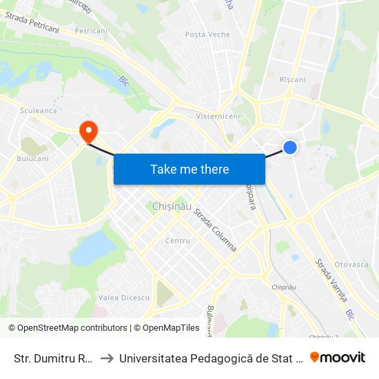 Str. Dumitru Râșcanu to Universitatea Pedagogică de Stat „Ion Creangă” map