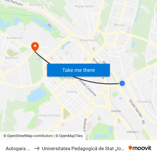 Autogara Nord to Universitatea Pedagogică de Stat „Ion Creangă” map