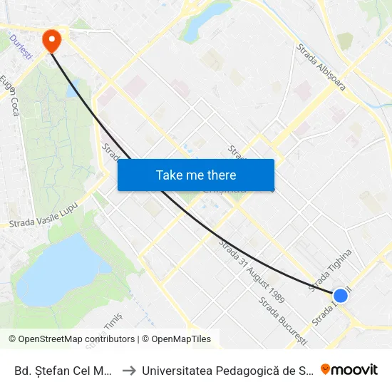 Bd. Ștefan Cel Mare Și Sfânt to Universitatea Pedagogică de Stat „Ion Creangă” map