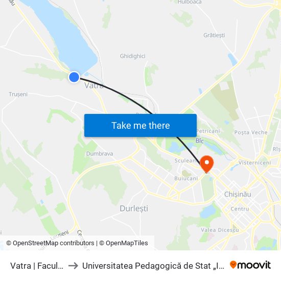 Vatra | Facultativă to Universitatea Pedagogică de Stat „Ion Creangă” map