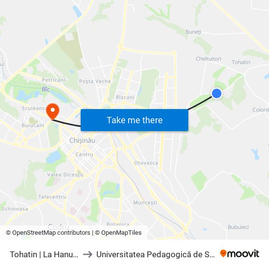 Tohatin | La Hanul Lui Vasile to Universitatea Pedagogică de Stat „Ion Creangă” map